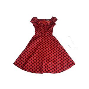 Girstumn Women's Size XS Rockabilly 50's Retro Red & black Poka dots Dress